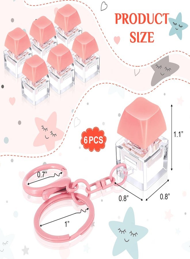 Shappy 6 Pcs Keyboard Fidget Toys, Fidget Keychain, Fidget Keyboard Clicker Keychain Gift, Keychain Button Stress Relief Gifts for Adult Office Home School, ADHD Toy, Cool Fidgets(Pink) - Image 2
