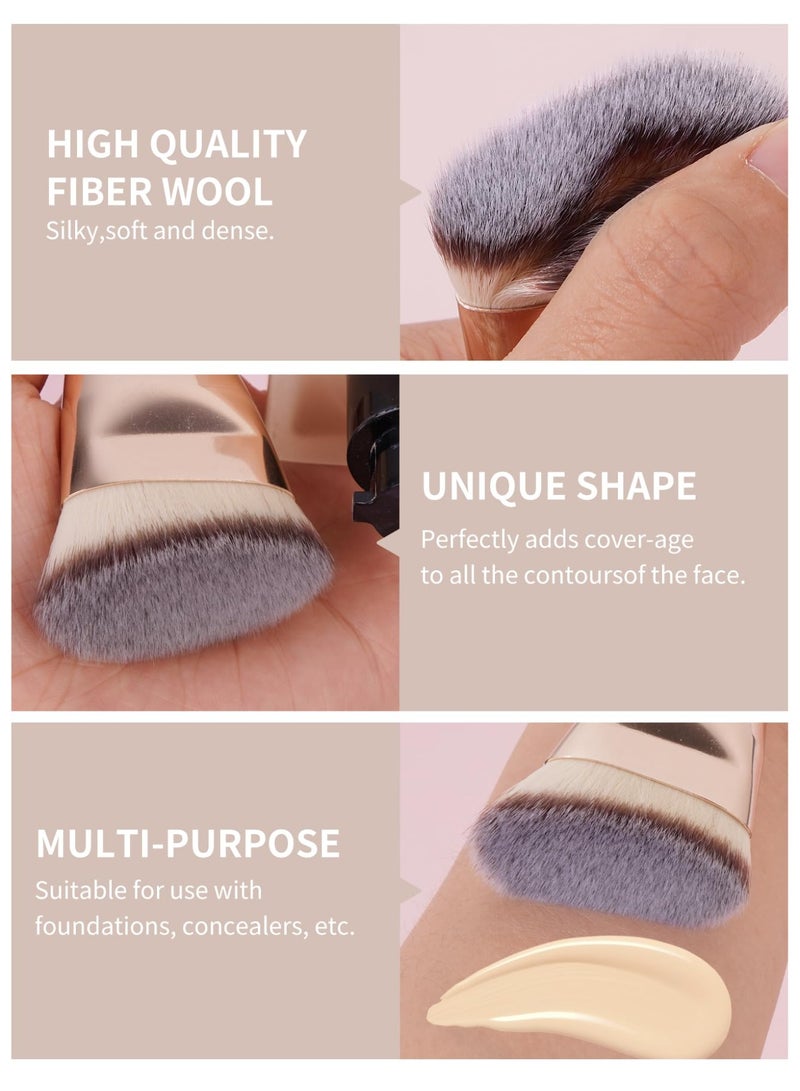 مانجي مجموعة فرش مكياج مكونة من 4 قطع - فرشاة كريم أساس وفرشاة خافي عيوب بزاوية مثالية لمزج مستحضرات التجميل السائلة أو الكريمية أو البودرة الخالية من العيوب - Image 3