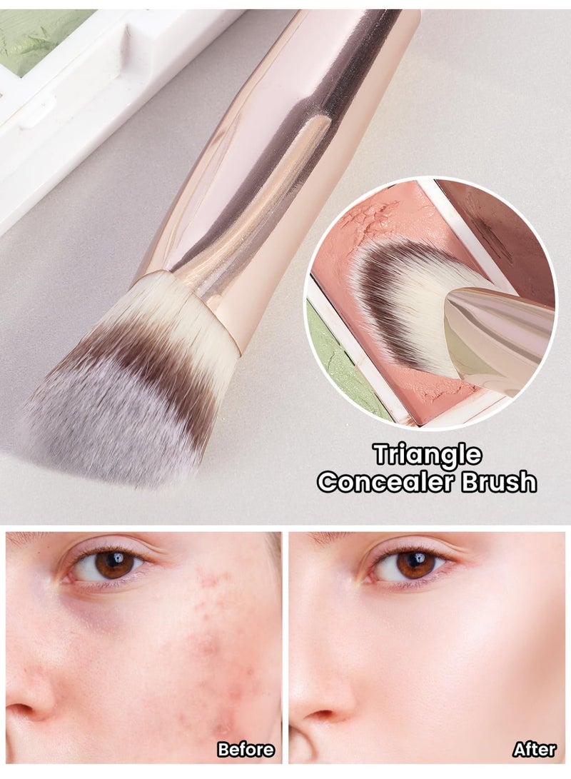 مانجي مجموعة فرش مكياج مكونة من 4 قطع - فرشاة كريم أساس وفرشاة خافي عيوب بزاوية مثالية لمزج مستحضرات التجميل السائلة أو الكريمية أو البودرة الخالية من العيوب - Image 5