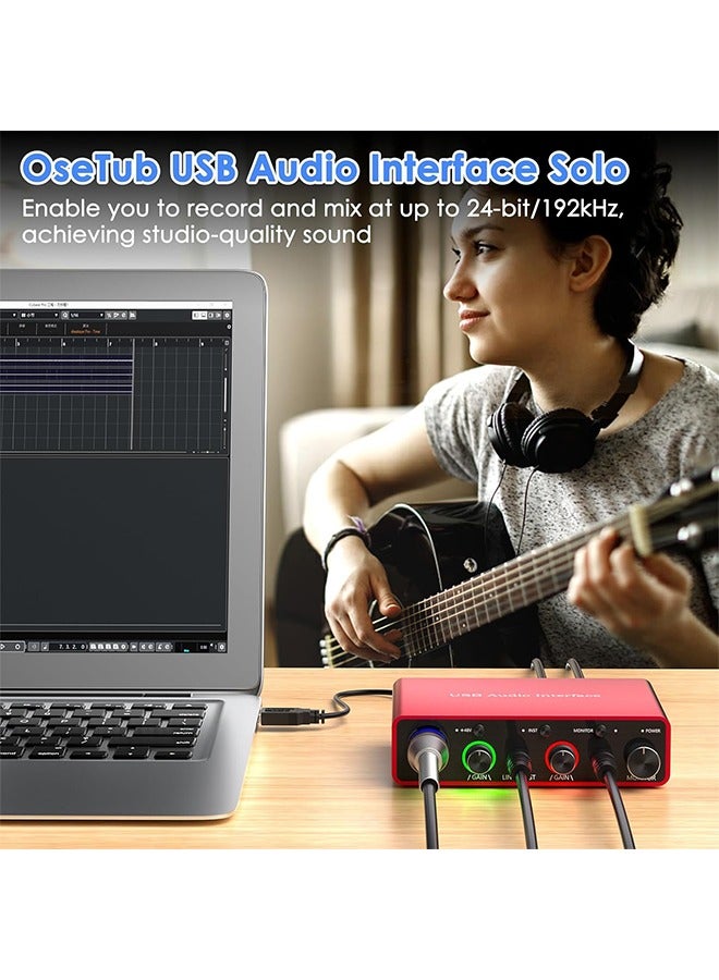 EHOME 24Bit/192kHz USB Audio Interface Solo with 48V Phantom Power Works with Most DAWs and Recording Software, USB Audio Interface Perfect for the Musicians, Vocalist, Podcaster, Plug and Play - Image 5