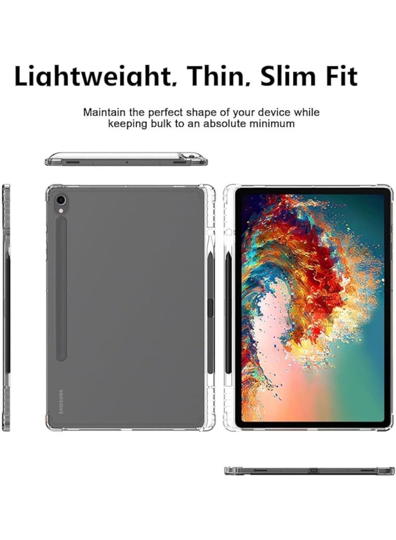 Captaintech with Samsung Galaxy Tab S9 FE 10.9 Inch Case Clear Protective Case with Pencil Holder Ultra Thin Hard Back Shockproof Double Air Pocket Bumper Cover - Image 2