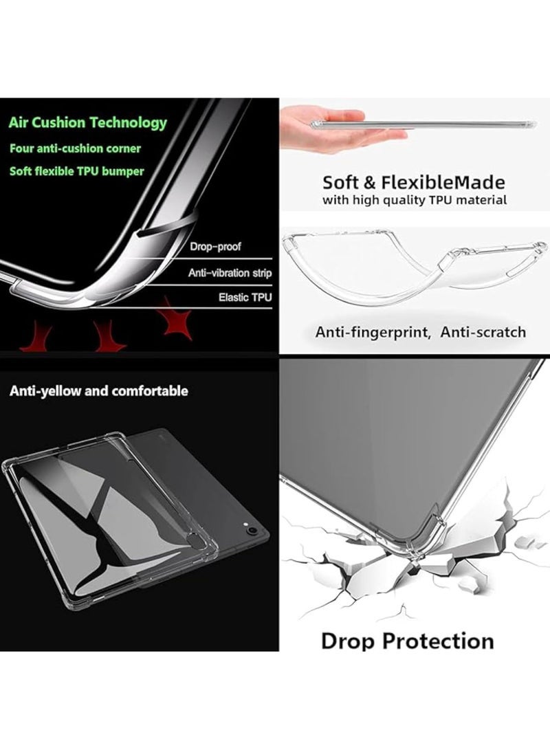 Captaintech with Samsung Galaxy Tab S9 FE 10.9 Inch Case Clear Protective Case with Pencil Holder Ultra Thin Hard Back Shockproof Double Air Pocket Bumper Cover - Image 4