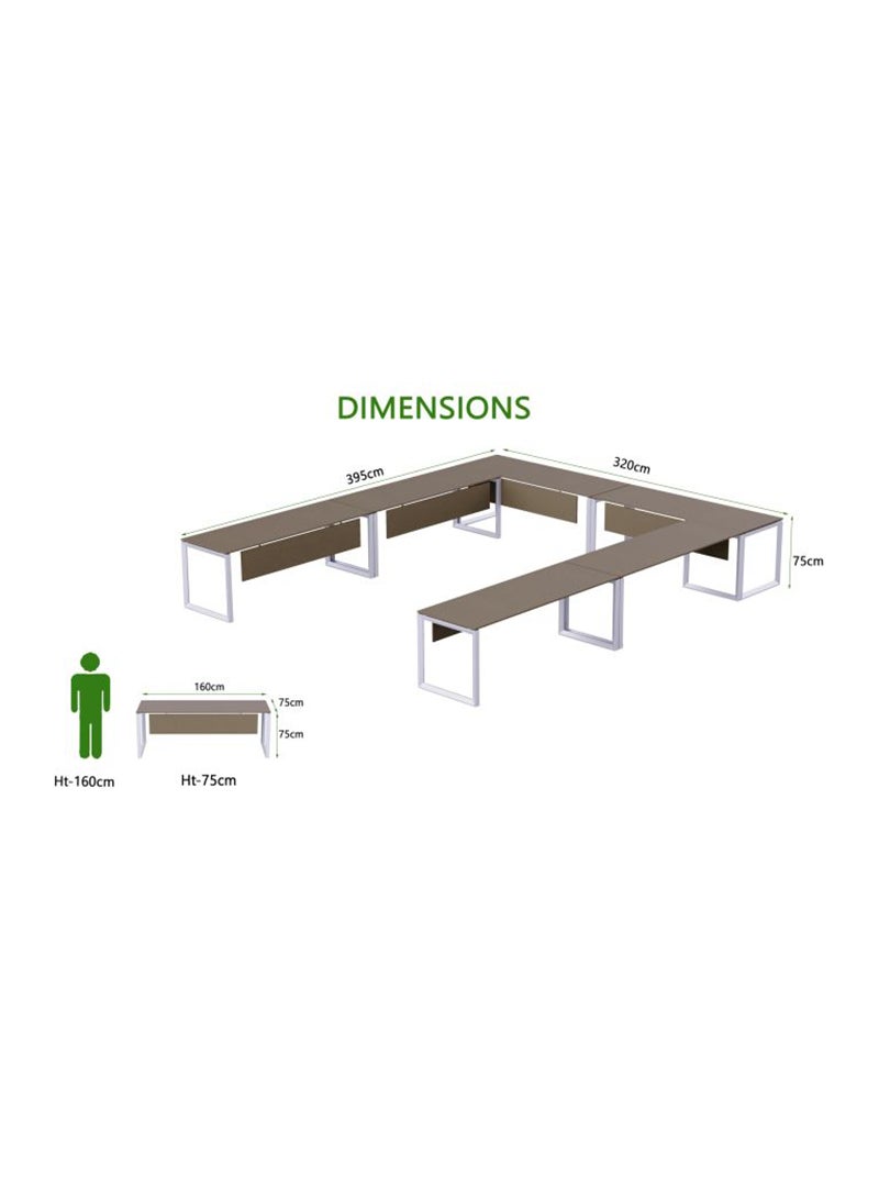 Mahmayi Mahmayi Vorm 136-16 12 Seater Brown Linen U-Shaped Conference-Meeting Table  - Image 4