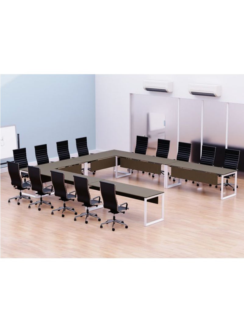 Mahmayi Mahmayi Vorm 136-16 12 Seater Brown Linen U-Shaped Conference-Meeting Table  - Image 1