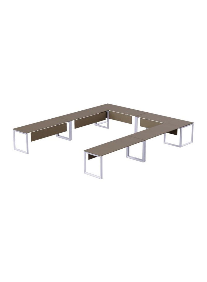Mahmayi Mahmayi Vorm 136-16 12 Seater Brown Linen U-Shaped Conference-Meeting Table  - Image 2