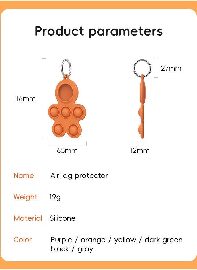 Generic - Silicone Protective Case for Apple AirTag Equipped with Decompression Toy, Safeguarding Objects, Elderly, and Children from Loss, Exuding Elegance and Quality Orange - Image 1