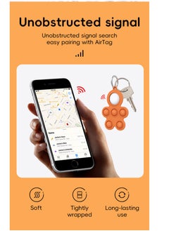 Generic Silicone Protective Case for Apple AirTag Equipped with Decompression Toy, Safeguarding Objects, Elderly, and Children from Loss, Exuding Elegance and Quality Orange  - Image 5