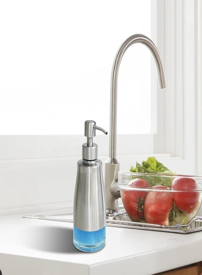 AUMIO Dish Soap Dispenser with Stickers, Brushed Nickel Stainless Steel and Glass Combined, Refillable Liquid Hand Soap Dispenser for Bathroom & Kitchen (11OZ / 320ML) - Image 5