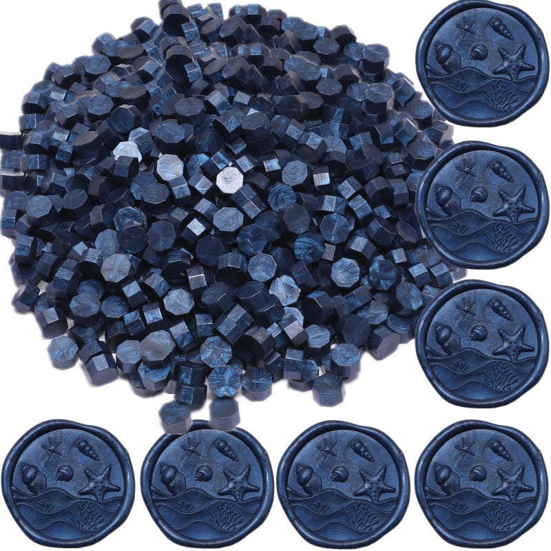 ONWINPOR Wax Seal Beads, 400Pcs Sealing Wax Beads, Octagon Wax Sealing Beads, Navy Blue Sealing Wax Beads Set for Wax Seal Stamp, Gift Wrapping, Letter Sealing (Navy Blue) - Image 4