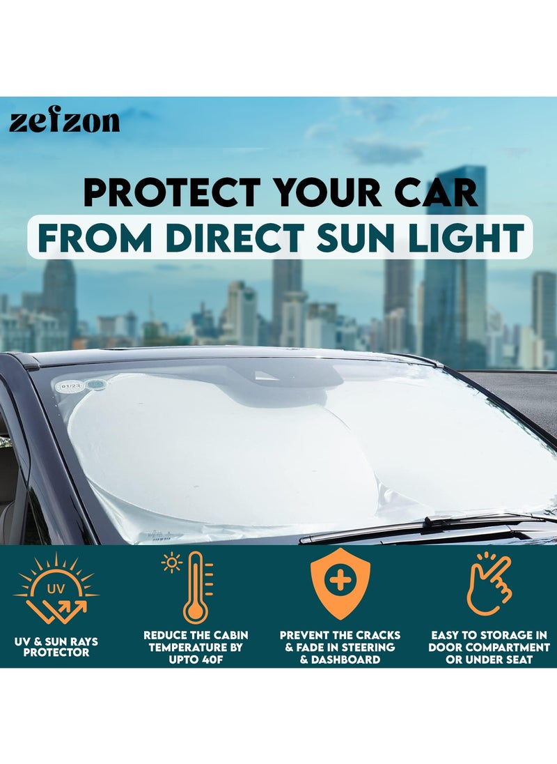 زفزون غطاء سيارة خارجي للسيدان مع واقيات شمس، بحجم XXL (220 إنش × 80 إنش × 48 إنش)، يوفر حماية من الشمس والأشعة فوق البنفسجية، متعدد الطبقات لجميع الأحوال الجوية، مقاوم للماء والرياح والغبار، ويعمل كحماية من البَرَد. يتميز بجيوب للمرايا وسحاب جانبي للباب، ومناسب لجميع السيارات.  - Image 4