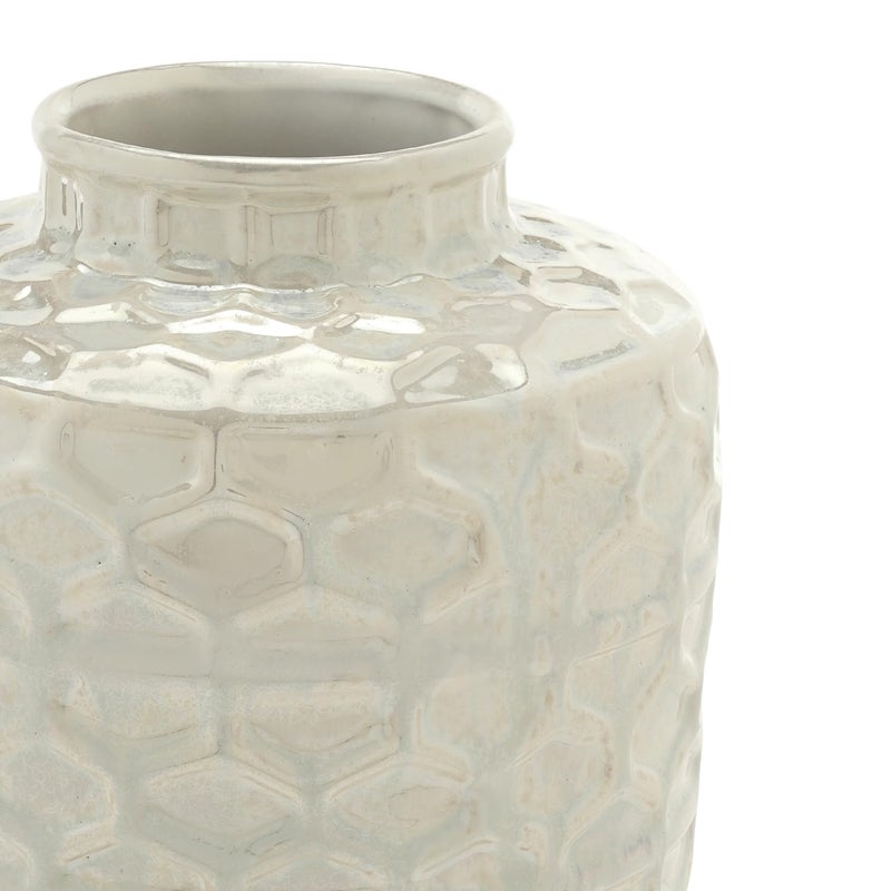 PURE HOME + LIVING Pure Home Living Ivory Honeycomb Pearl Finish Ceramic Vase Medium  - Image 5