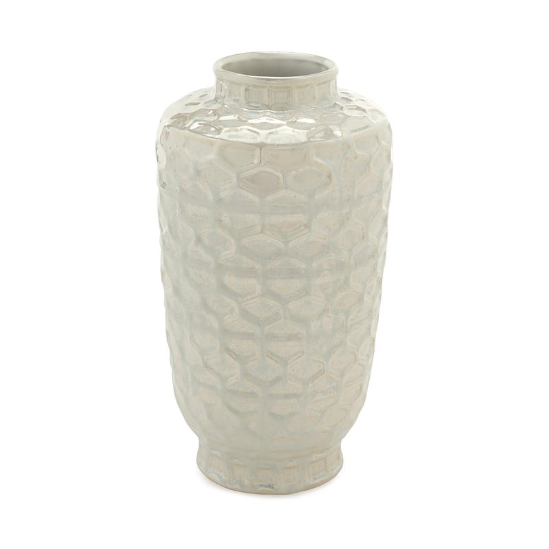 PURE HOME + LIVING Pure Home Living Ivory Honeycomb Pearl Finish Ceramic Vase Medium  - Image 3
