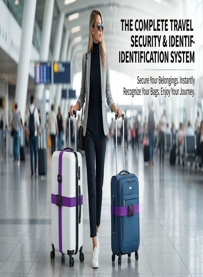 Basri Luggage Strap | Luggage Belt for Suitcase & Trolley Bags | Travel Belt with Quick Release Adjustable Buckle for Suitcase | Purple (4) - Image 3