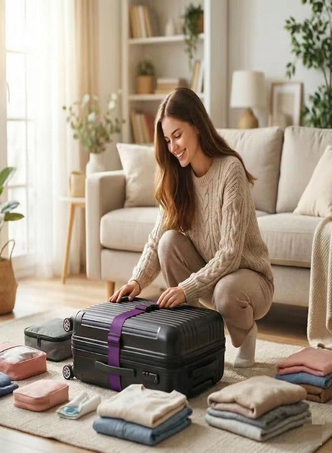 Basri Luggage Strap | Luggage Belt for Suitcase & Trolley Bags | Travel Belt with Quick Release Adjustable Buckle for Suitcase | Purple (4) - Image 5