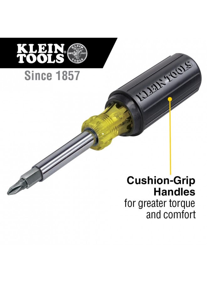 Klein Tools 32500 11-in-1 Screwdriver / Nut Driver Set, 8 Bits (Phillips, Slotted, Torx, Square), 3 Nut Driver Sizes, Cushion Grip Handle  - Image 4