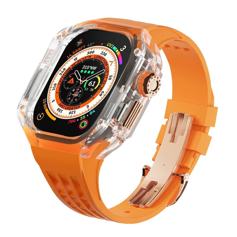 سوار ساعة ذكية باللون شفاف قابل للتعديل سوار رياضي من السيليكون متوافق مع Apple Watch 42/44/45/49mm بملاءمة قابلة للتعديل وحزام بديل - Image 1