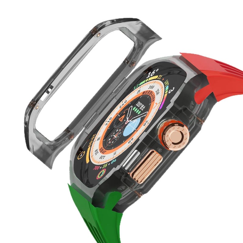 سوار ساعة ذكية باللون شفاف قابل للتعديل سوار رياضي من السيليكون متوافق مع Apple Watch 42/44/45/49mm بملاءمة قابلة للتعديل وحزام بديل - Image 5