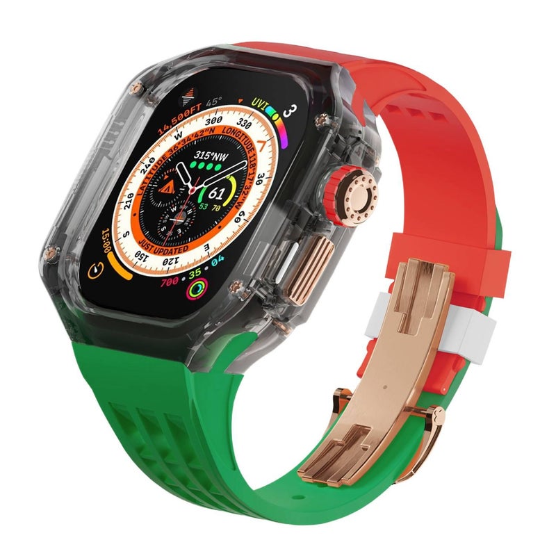 سوار ساعة ذكية باللون شفاف قابل للتعديل سوار رياضي من السيليكون متوافق مع Apple Watch 42/44/45/49mm بملاءمة قابلة للتعديل وحزام بديل - Image 4