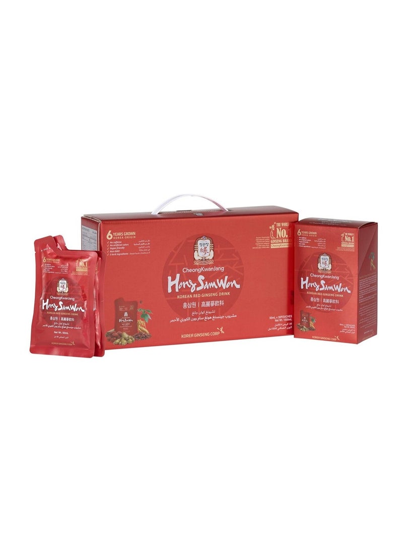 Hong Sam Won Korean Red Ginseng Drink  Set of 3 Boxes (50ml x 10 Pouches Per Box)