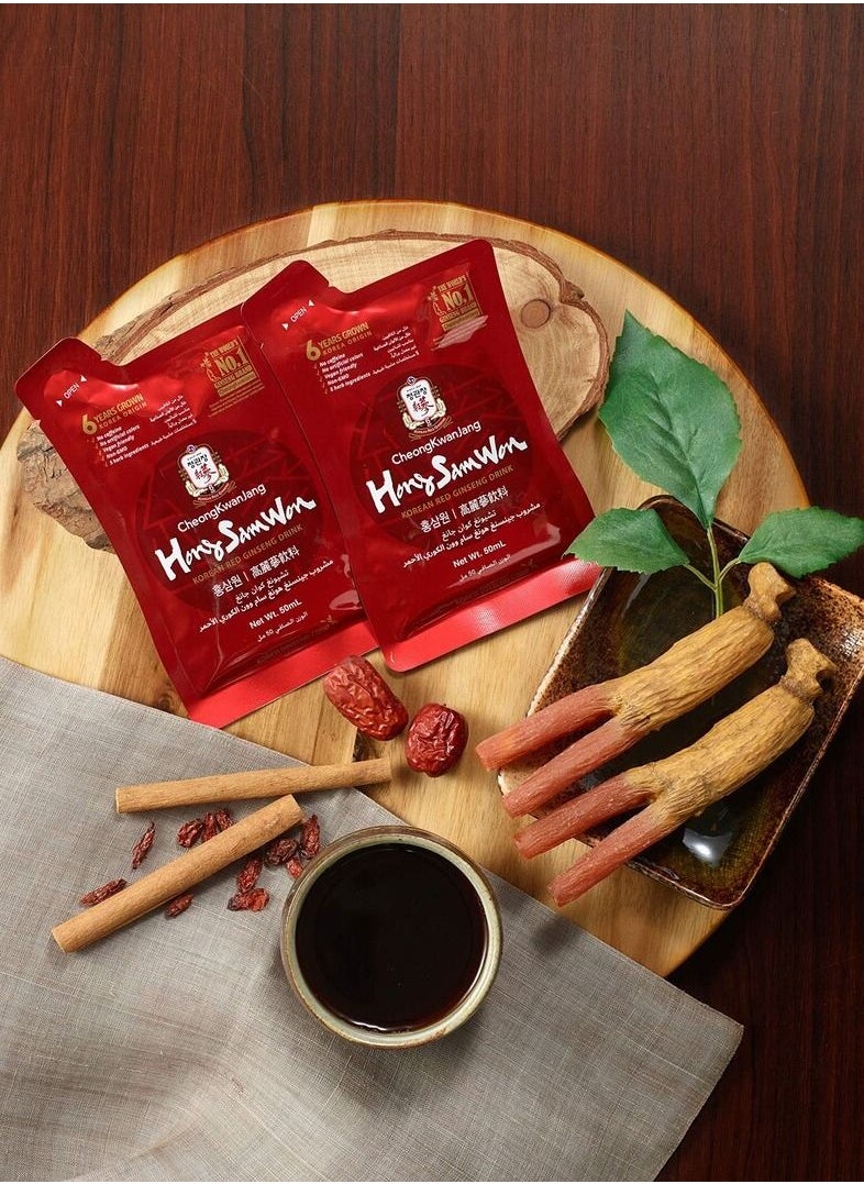 Hong Sam Won Korean Red Ginseng Drink  Set of 3 Boxes (50ml x 10 Pouches Per Box)
