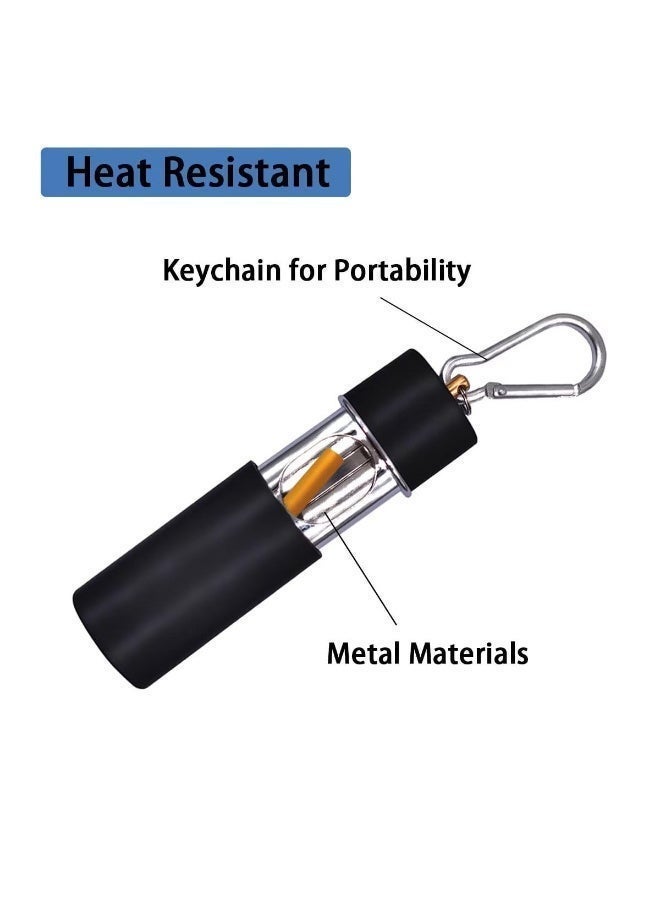 Chabeia Portable Ashtray Stainless Steel, Pocket Ashtray Smell Proof with Lid Mini Anti Soot, Smokeless Ashtray with Buckle, Metal Liner ( Black) - Image 2