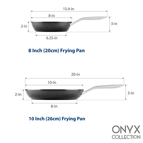 TECHEF - Onyx Collection Nonstick Frying Pan Skillet Set, PFOA-Free, Dishwasher Oven Safe, Stay-Cool Stainless Steel Handle, Induction-Ready, Made in Korea (8-inch and 10-inch) - Image 5