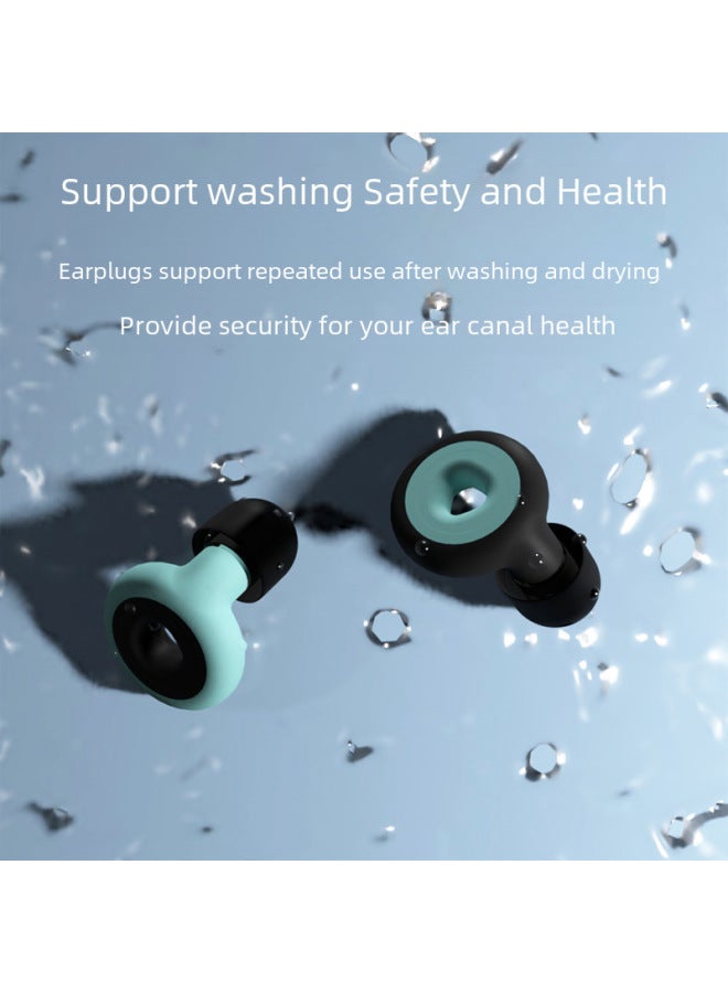 Generic Silicone Earplugs Swimming Waterproof Earplugs Sound Insulation Noise Reduction Earplugs Can Be Printed LOGO Ring Combination Earplugs Wholesale-Color:Black, Green And Black (flip Box + Color Box With Large, Medium And Small Ear Caps - Image 4