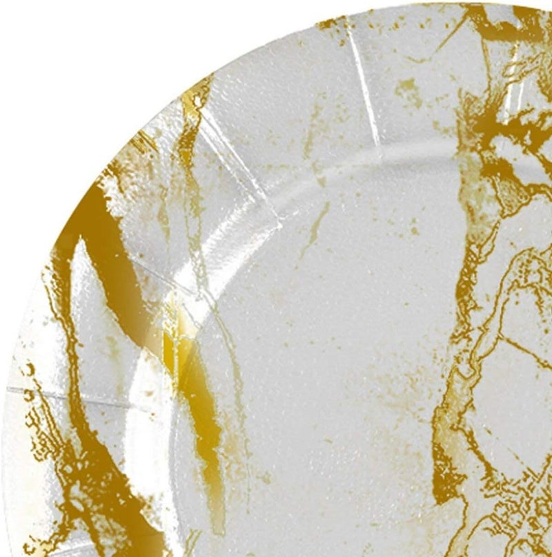 kaya Paper Charger Plates  13  White  Round  Gold Marble  Pack of 10 - Image 2