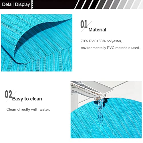 SvaTao Round Table Placemats Wedge Shaped Place Mat with Centerpiece Round Mat Table Mats Washable, Set of 7 Placemats for Dining Table(Blue) - Image 3
