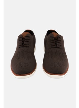 Algspar Men Brand Logo Lace Up Causal Shoes, Dark Brown  - Image 4