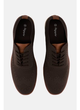 Algspar Men Brand Logo Lace Up Causal Shoes, Dark Brown  - Image 3