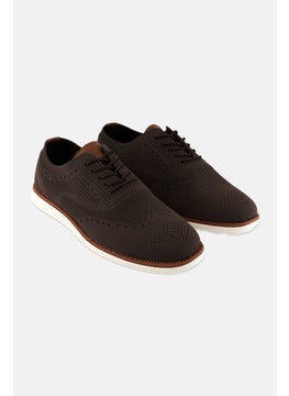 Algspar Men Brand Logo Lace Up Causal Shoes, Dark Brown  - Image 1