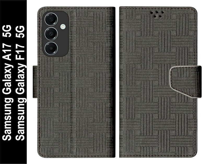 SBMS Flip Cover for Samsung Galaxy A17 5G / Samsung Galaxy F17 5G Back Cover Case with Magnatic Closure | Inbuilt Stand | Card & Money Pocket (MatBlack) - Image 2