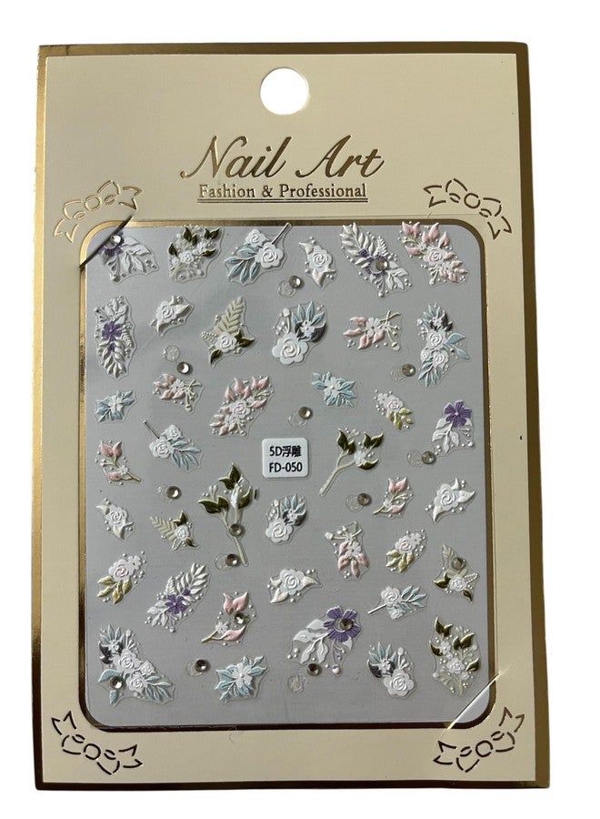 Velme Craft 4 Sheet 5D Nail Art Stickers | DIY Nail Extension | Design Love Heart Floral Patterns | Easy to Apply | Waterproof Long Lasting | Stylish Nail Accessories with Self-Adhesive (Style 4) - Image 3