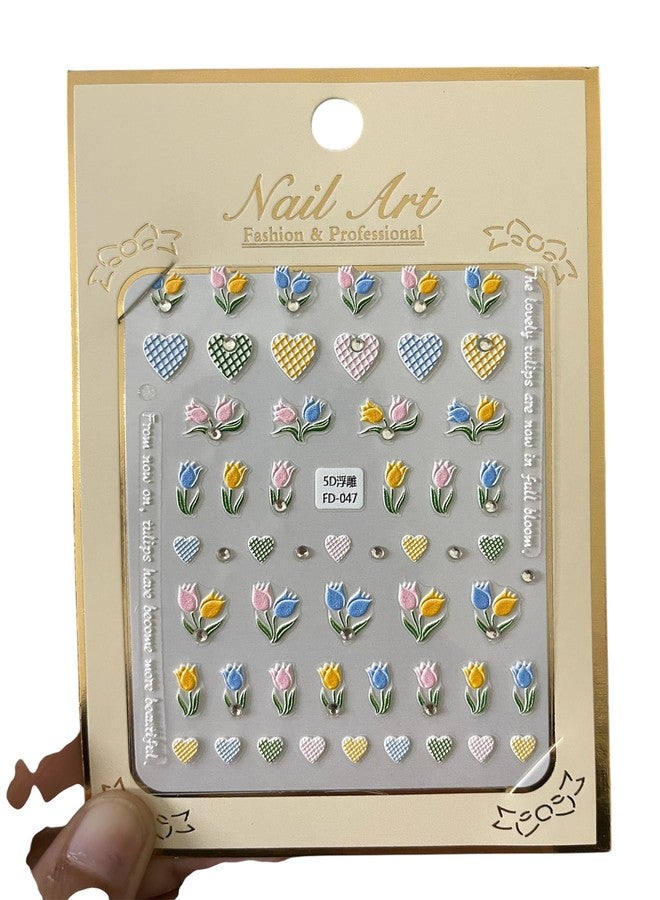 Velme Craft 4 Sheet 5D Nail Art Stickers | DIY Nail Extension | Design Love Heart Floral Patterns | Easy to Apply | Waterproof Long Lasting | Stylish Nail Accessories with Self-Adhesive (Style 4) - Image 2