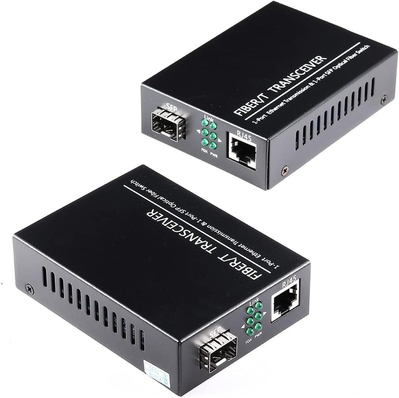 GESD Open SFP Slot A Pair of 1.25G/s Gigabit Fiber Ethernet Media Converter 10/100/1000Base-Tx to 1000Base-SX SMF RJ45 to SFP Slot, Support SFP Gigabit modules up to 120KM(2 Pack) - Image 1
