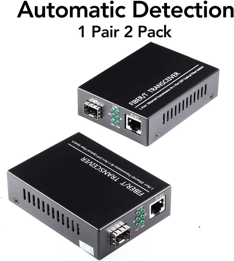 GESD Open SFP Slot A Pair of 1.25G/s Gigabit Fiber Ethernet Media Converter 10/100/1000Base-Tx to 1000Base-SX SMF RJ45 to SFP Slot, Support SFP Gigabit modules up to 120KM(2 Pack) - Image 5