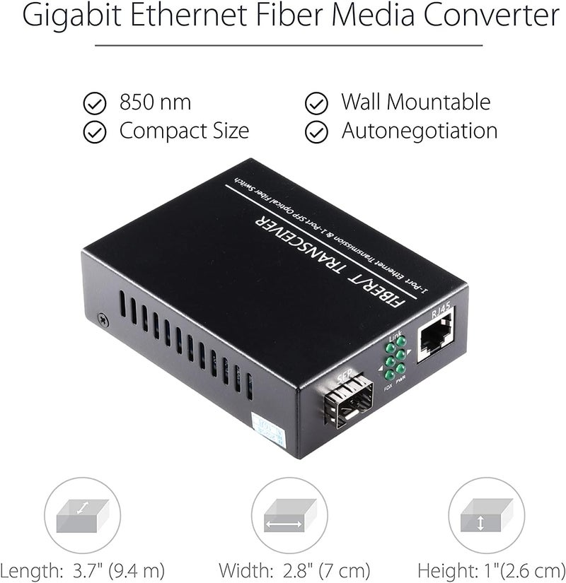 GESD Open SFP Slot A Pair of 1.25G/s Gigabit Fiber Ethernet Media Converter 10/100/1000Base-Tx to 1000Base-SX SMF RJ45 to SFP Slot, Support SFP Gigabit modules up to 120KM(2 Pack) - Image 4