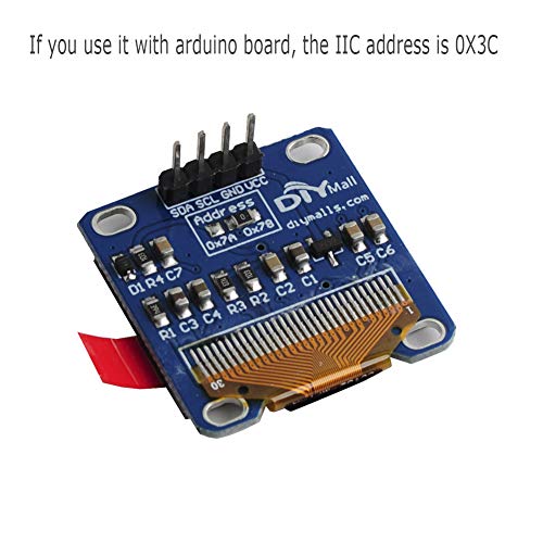 DIYmall وحدة OLED 0.96" 0.96 بوصة I2C IIC تسلسلي 128X64 شاشة OLED وحدة SSD1306 سائق لأردوينو 51 MSP420 STIM32 SCR راسبيري باي (1قطعة X أصفر وأزرق) - Image 5