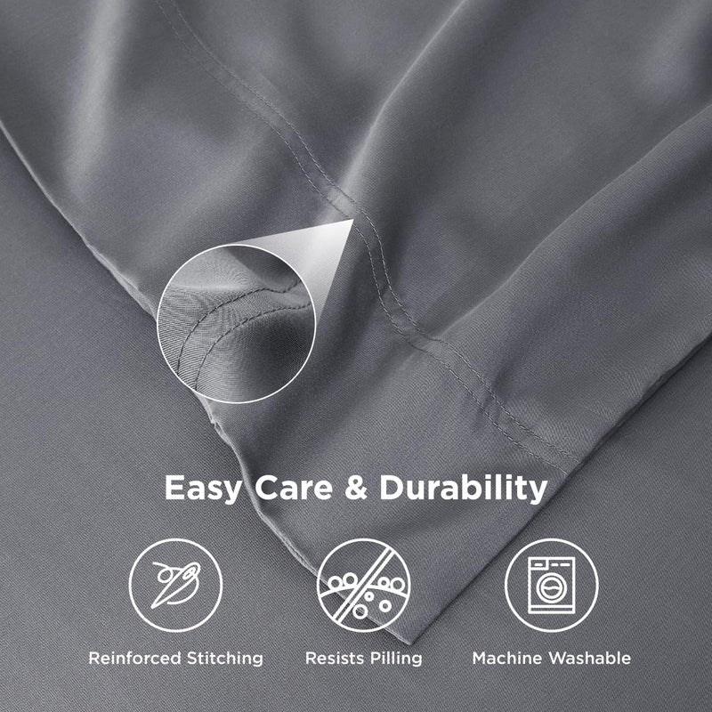 Bedsure King Size Pillow Cases Set of 2, Cooling Pillow Cases King, Rayon Derived from Bamboo Dark Grey Pillowcases, Breathable & Silky Soft Bedding Pillow Covers with Envelope Closure, 20x36 Inches - Image 5