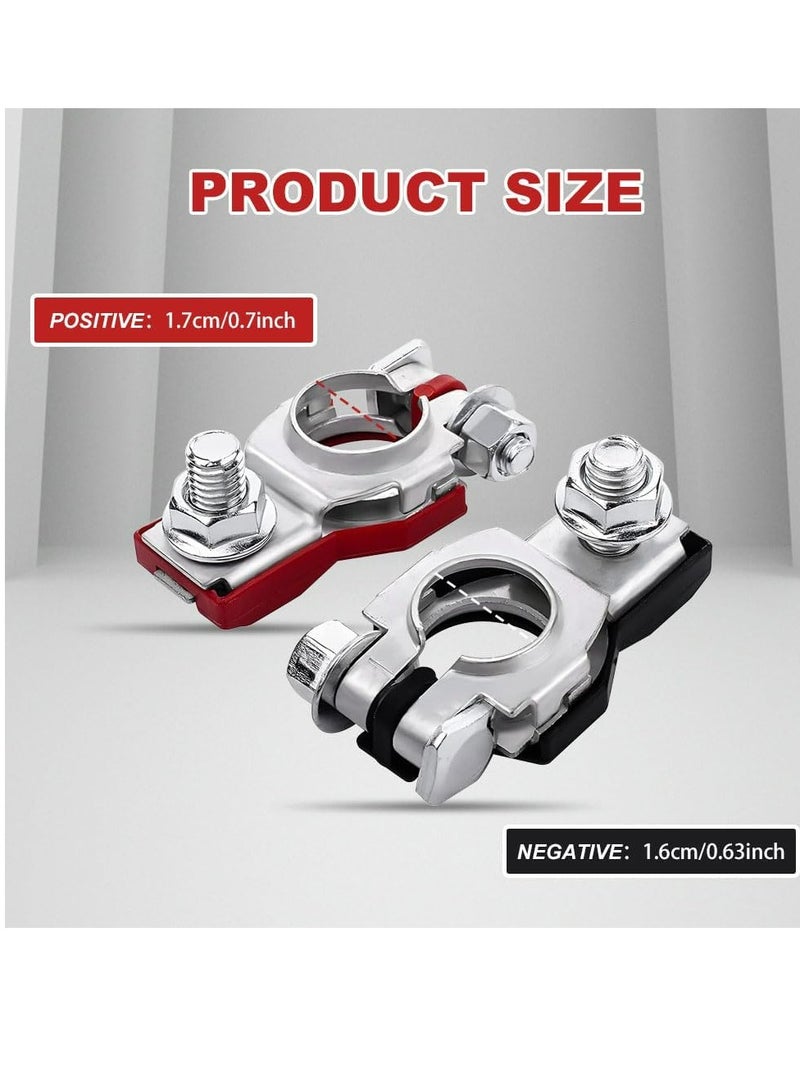 Loquat 2Pairs Car Battery Terminal Connectors, Top Post Battery Cable Terminal Clamp Set, Positive and Negative,for Car, Van and More - Image 2