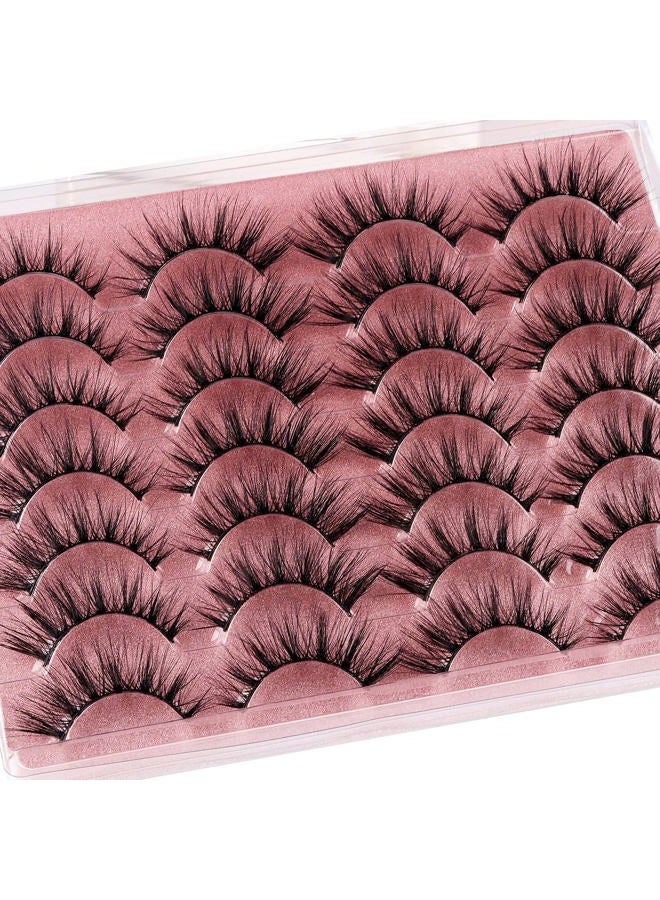 zanlufly False Eyelashes Wispy Lashes Natural Look Eye Lashes Cat Eye Fake Eyelashes C-Curly False Lashes Volume Handmade Light Volume Eyelashes 14 Pairs Pack by zanlufly - Image 1