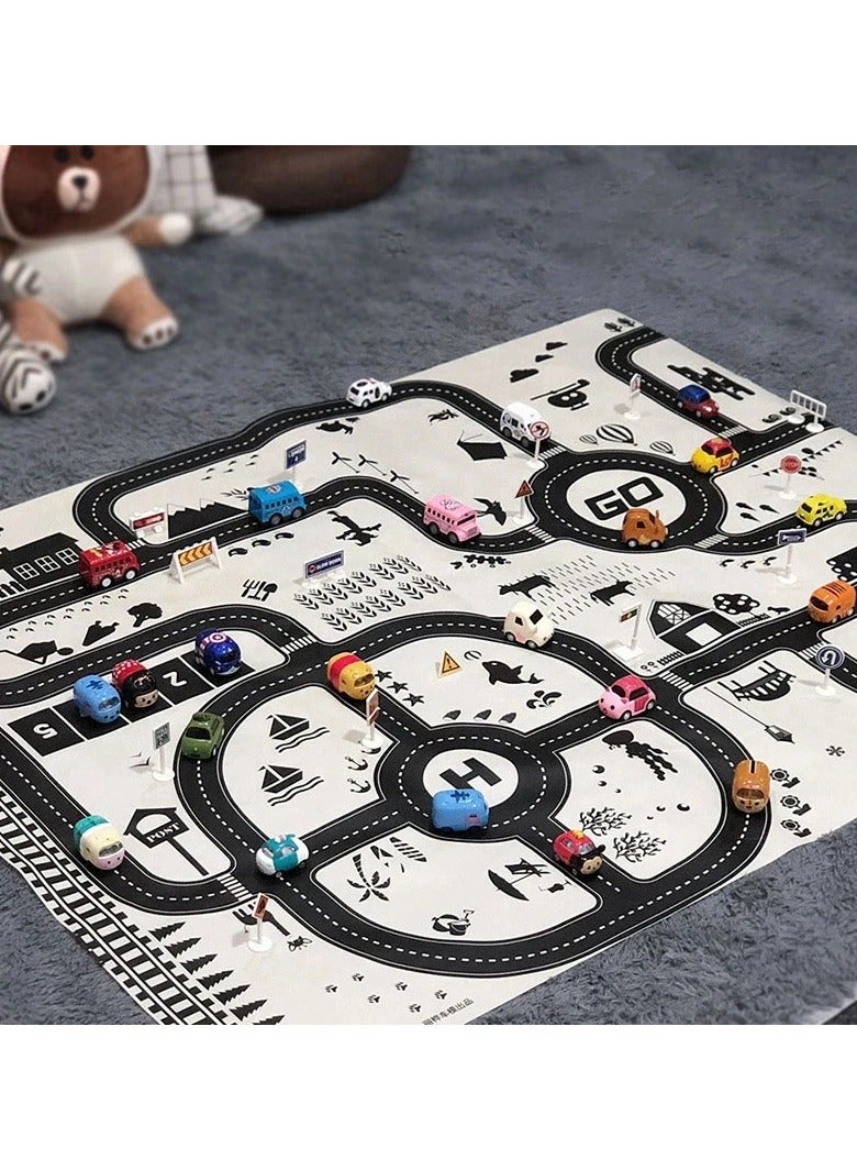 AROAQ Road Map Carpet for Kids Parking Lot Roadmap City Traffic Map of Road Boy Girls Educational Toy Crawling Games - Image 3