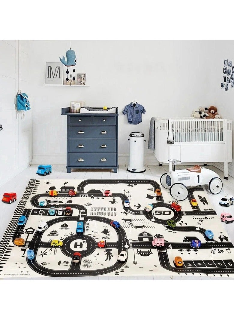 AROAQ Road Map Carpet for Kids Parking Lot Roadmap City Traffic Map of Road Boy Girls Educational Toy Crawling Games - Image 2