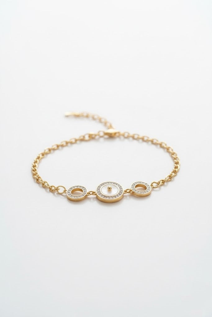 FLUFFY Women’s Bracelet, Crystal Circle Charm, Classic Style - Image 3