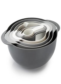 COOK WITH COLOR COOK WITH COLOR 8 Piece Nesting Bowls with Measuring Cups Colander and Sifter Set - Includes 2 Mixing Bowls, 1 Colander, 1 Sifter and 4 Measuring Cups, Gray  - Image 1