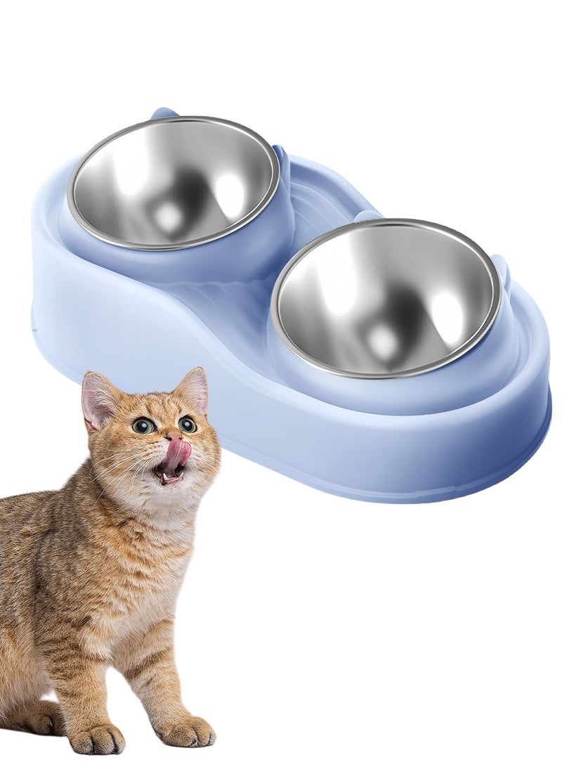 كيدل الفولاذ المقاوم للصدأ القط الغذاء والماء وعاء مجموعة وعاء مزدوج وعاء القط مياه الشرب تغذية وعاء الكلب للكلب الصغير والمتوسطة والقطة - Image 1