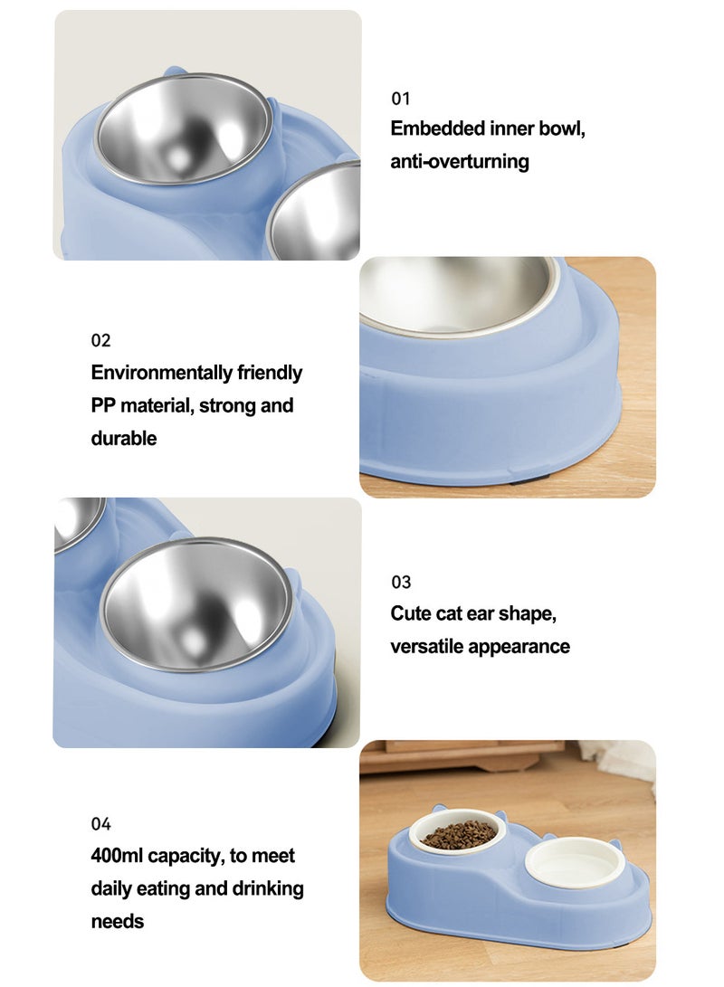 كيدل الفولاذ المقاوم للصدأ القط الغذاء والماء وعاء مجموعة وعاء مزدوج وعاء القط مياه الشرب تغذية وعاء الكلب للكلب الصغير والمتوسطة والقطة - Image 4