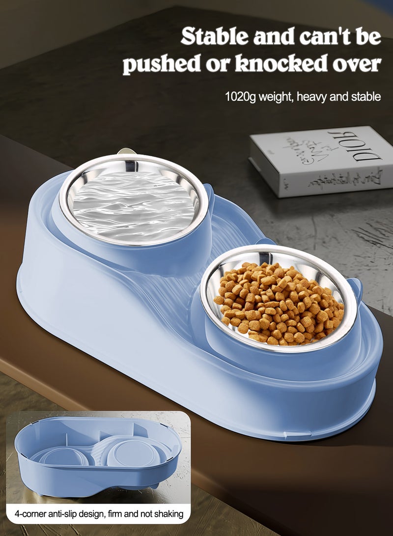 كيدل الفولاذ المقاوم للصدأ القط الغذاء والماء وعاء مجموعة وعاء مزدوج وعاء القط مياه الشرب تغذية وعاء الكلب للكلب الصغير والمتوسطة والقطة - Image 5