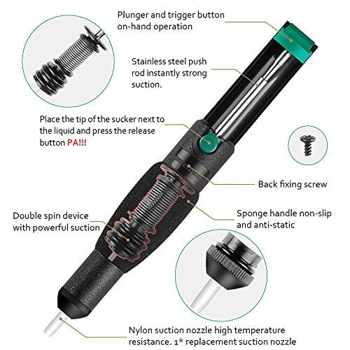 MOGAOPI Solder Wick and Desoldering Pump, Spare nozzle, Solder Sucker, Desoldering Wick,1pcs Solder Braid Desoldering Vacuum Pump Solder Remover Tool - Image 2